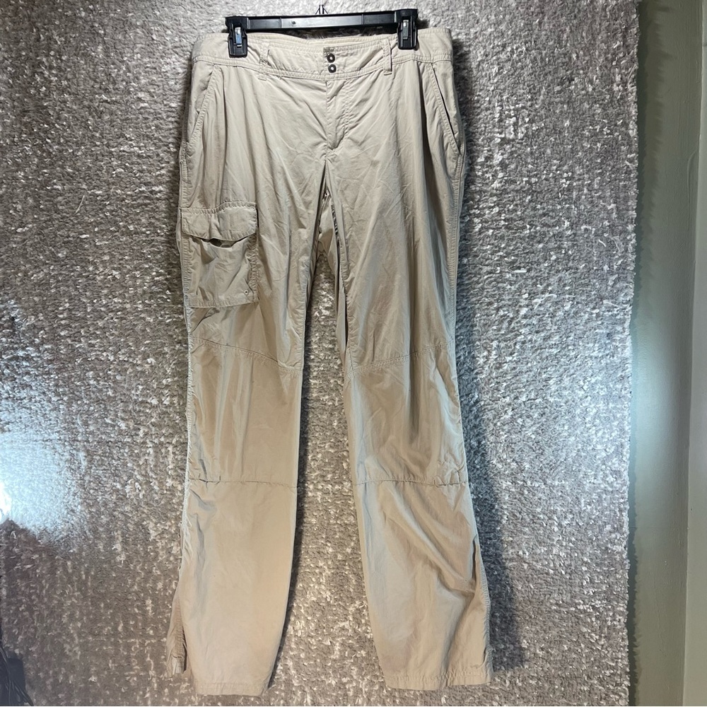 Columbia Brown Beige Outdoor Roll Up Pants Women Size 10 Nylon Blend Lig…